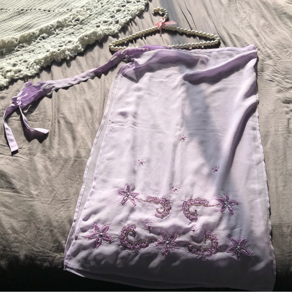 Chiffon Beaded Detailing Sarong Wrap Skirt